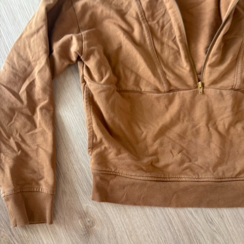 Richer Poorer Terry Half Zip Pullover Mustard Brown Small Crop - Picture 2 of 6